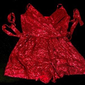Red sequin romper